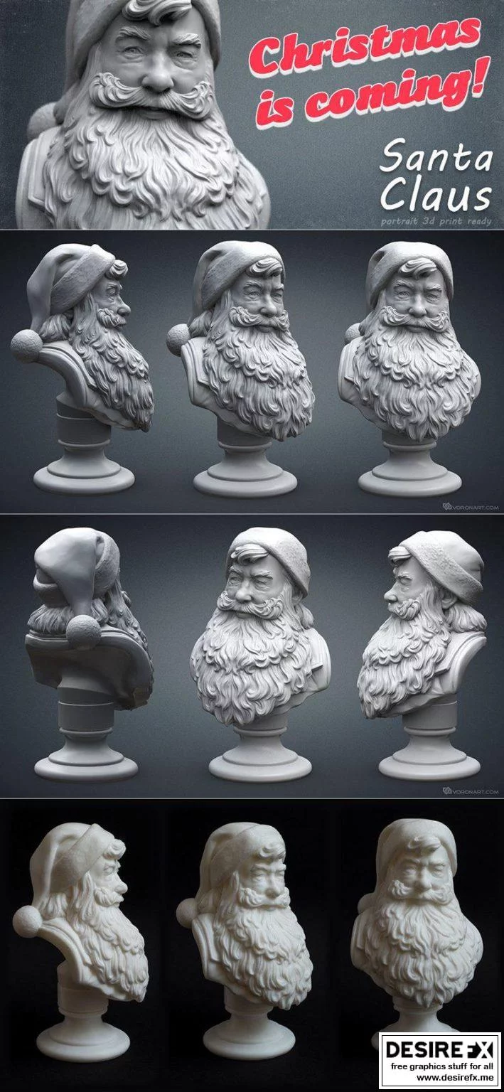 圣诞老人3D打印模型|Santa Claus Portrait Bust