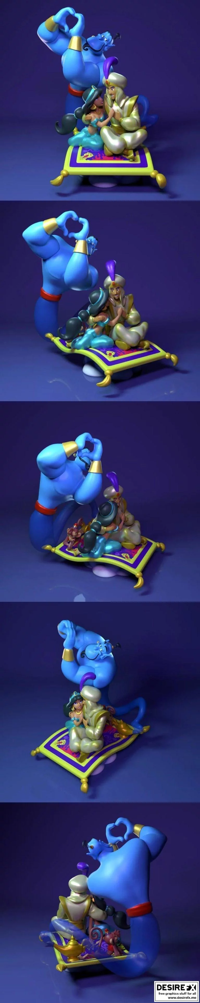 阿拉丁与茉莉的3D打印模型|Aladdin and Jasmine