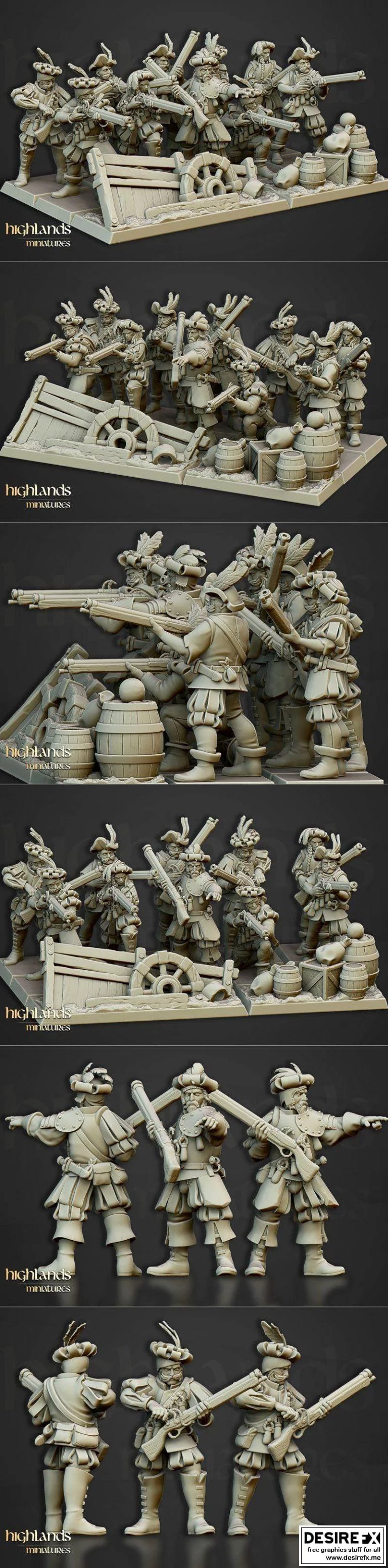 高地迷你模型——步枪手单位|Highlands Miniatures – The Arquebusiers Unit