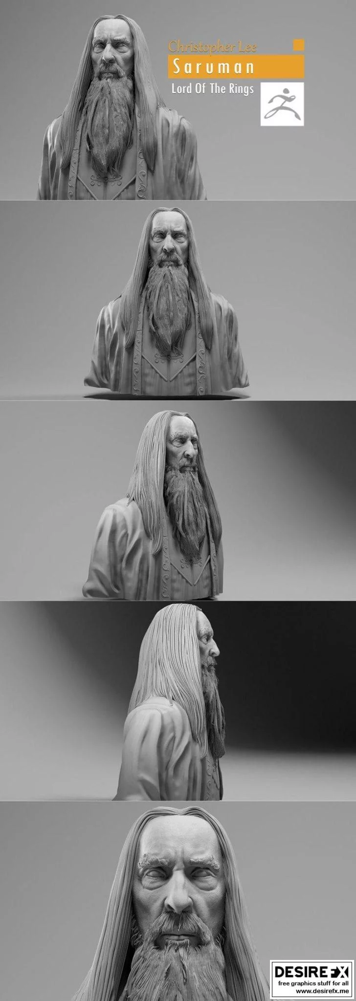 克里斯托弗·李 魔戒 神圣王萨鲁曼 3D打印模型|Christopher Lee – Saruman – Lord of the RIngs