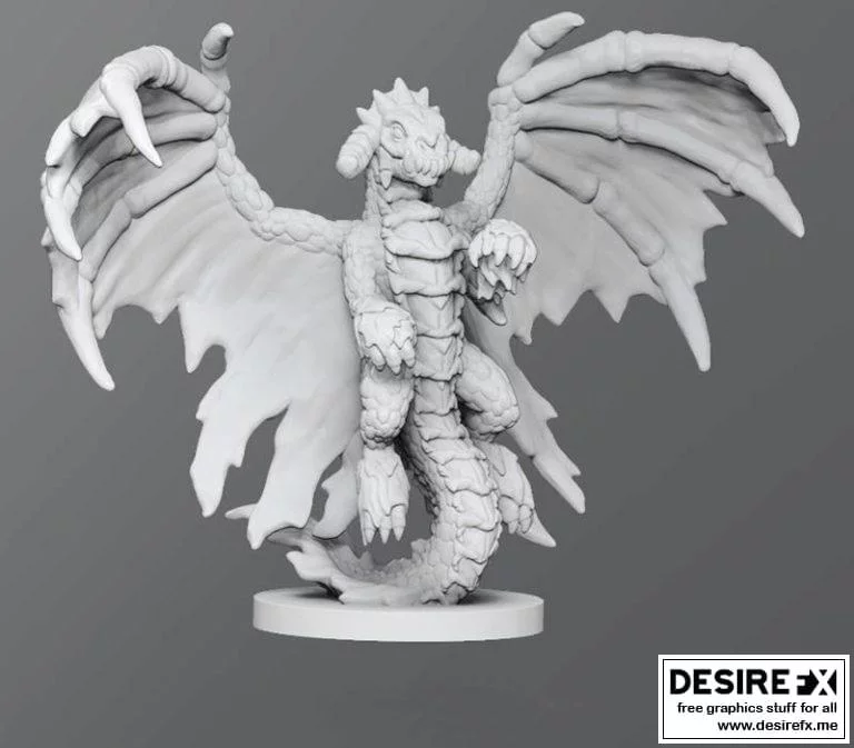 黑龙幼体 3D打印模型|Black Dragon Wyrmling