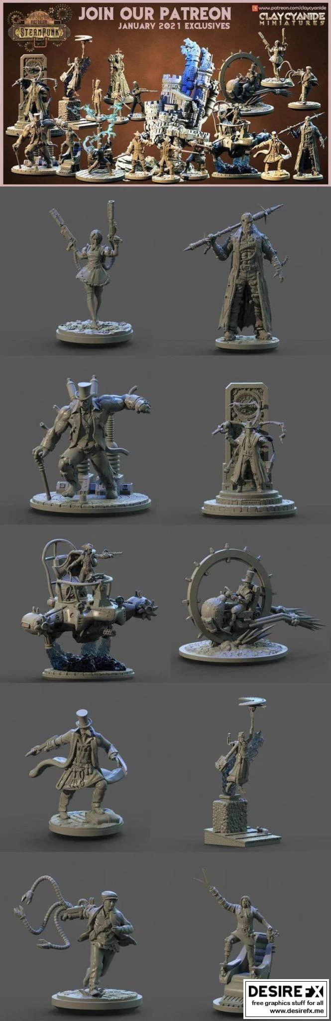 维多利亚蒸汽朋克风3D打印模型：克莱·氰化物|Clay Cyanide – Victorian Steampunk