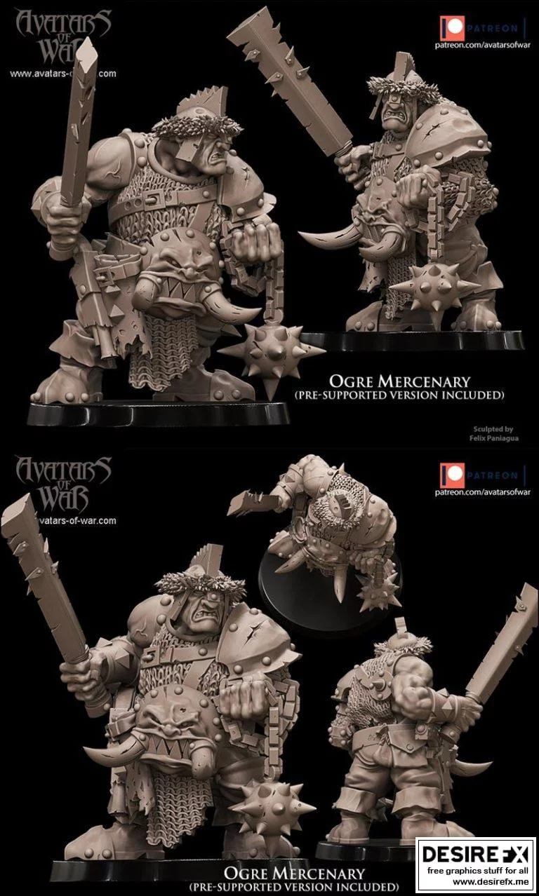 奥格雷佣兵 3D打印模型|Ogre Mercenary