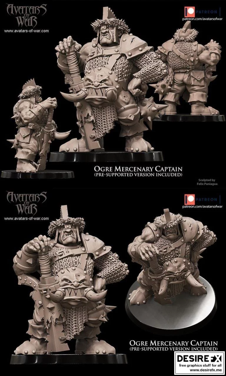佣兵队长3D打印模型|Ogre Mercenary Captain