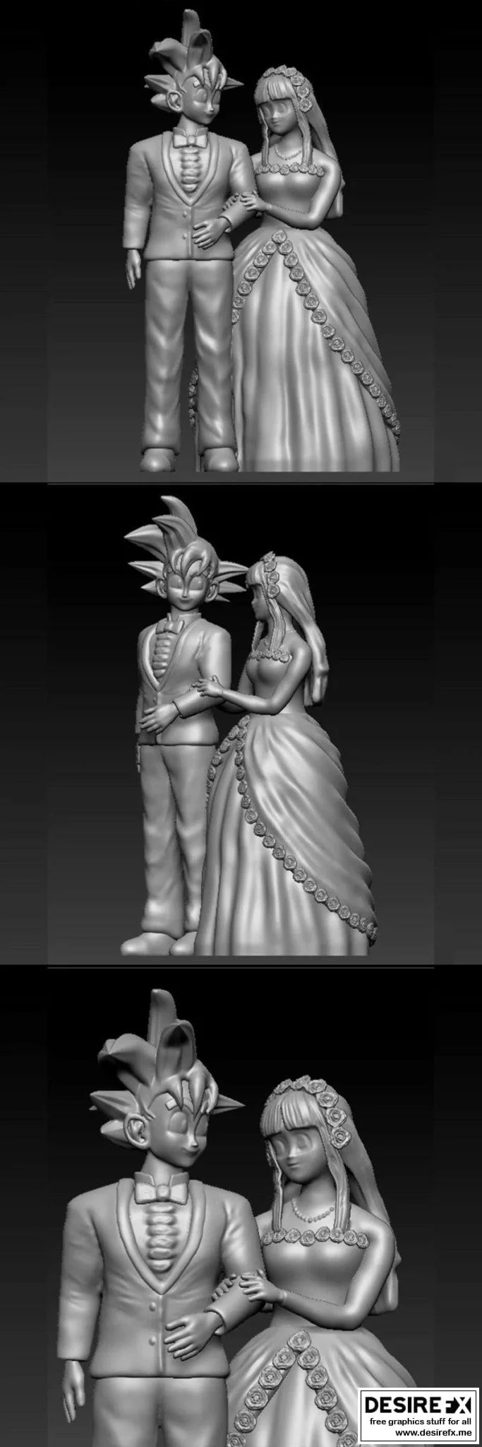 《龙珠：悟空与奇奇的3D打印模型》|Goku and Chichi