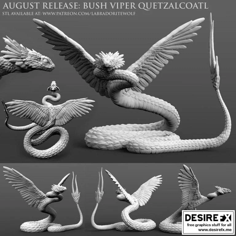 怪兽猎人：羽蛇神 Quetzalcoatl 3D打印模型|Bush Viper Quetzalcoatl