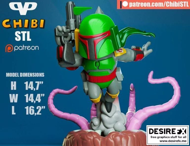 Boba Fett 3D打印模型|Boba Fett Chibi