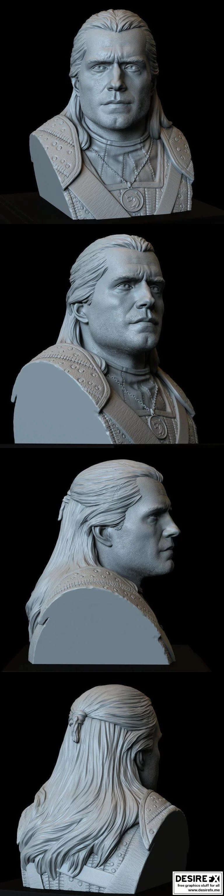 《猎魔人3D打印模型：杰洛特》|Geralt Bust