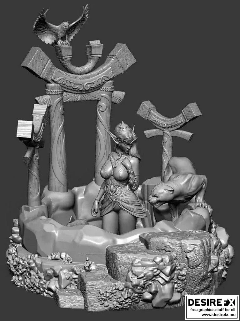 泰兰德·夜之子 3D打印模型|Tyrande Elfe – Fontaine