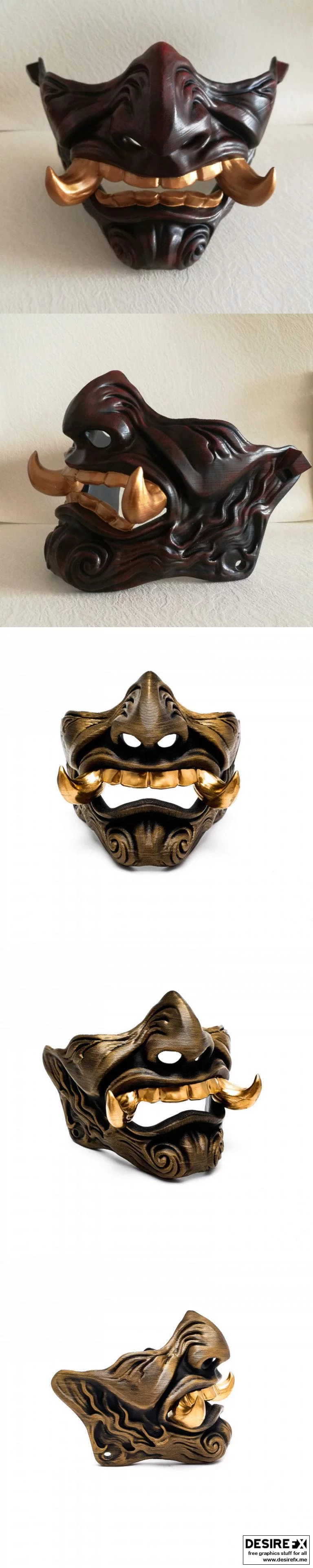 武士风3D打印面具模型|Samurai Inspired mask 2