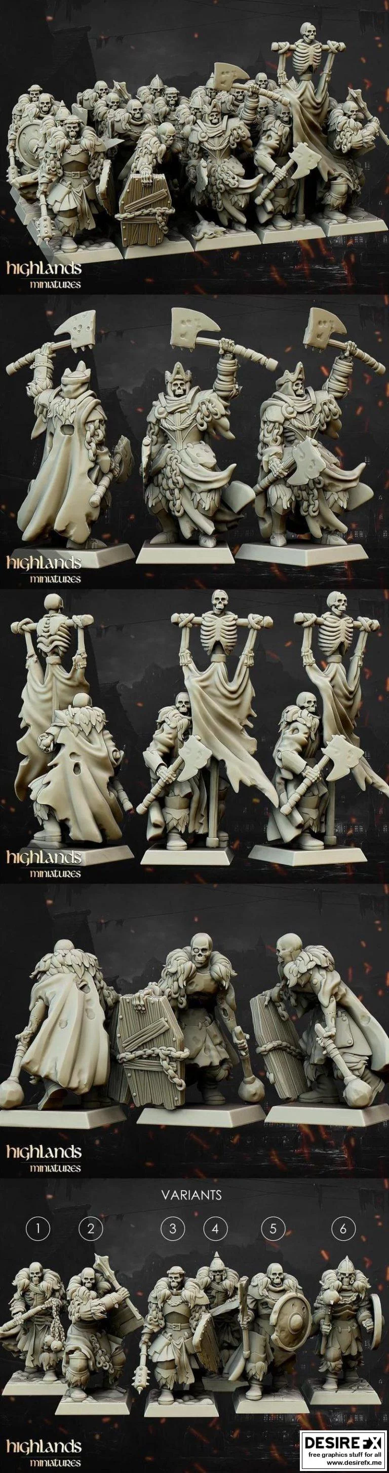 高地迷你模型 – 亡灵骷髅3D打印模型|﻿Highlands Miniatures – Undead Skelly