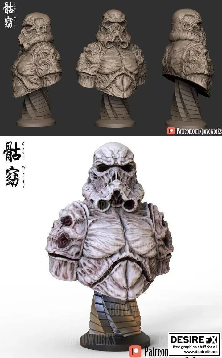 3D打印 Necromorph士兵模型|﻿UNDEAD BUST Necromorph Soldier
