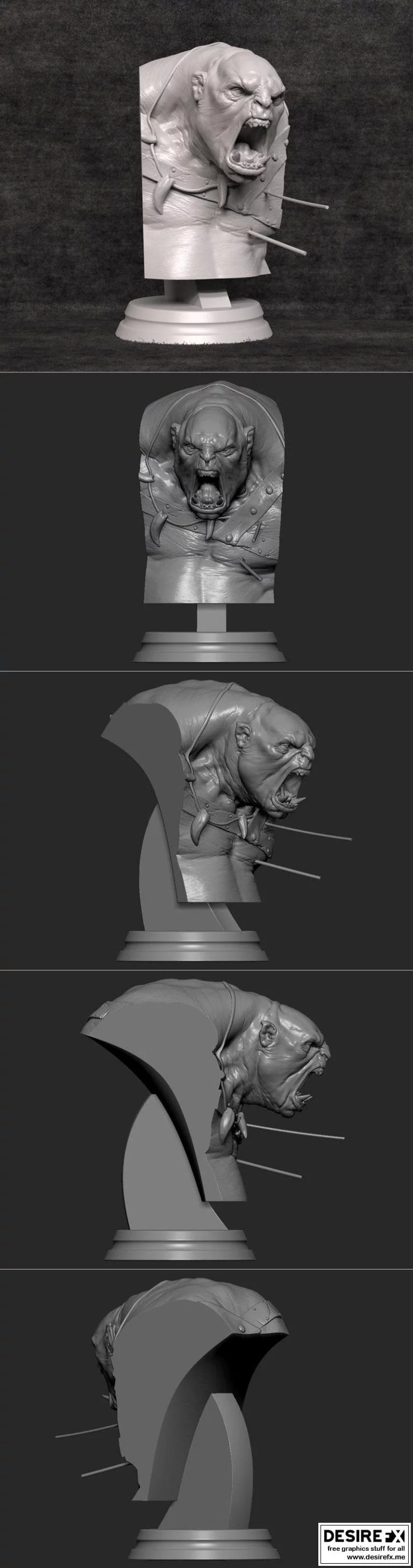 奥术狂战士3D打印模型|﻿Orc Berserker Bust