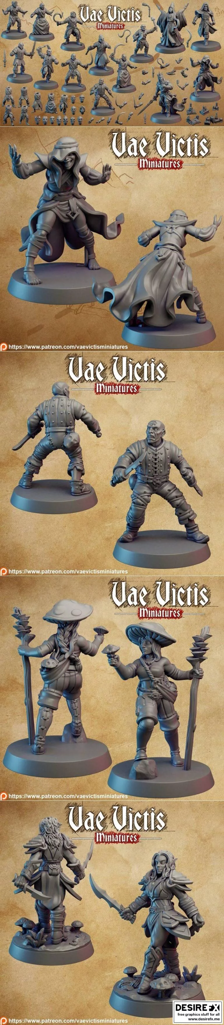 Vae Victis 3D打印迷你模型集：动漫游戏角色精选|﻿Vae Victis Miniatures March 2022