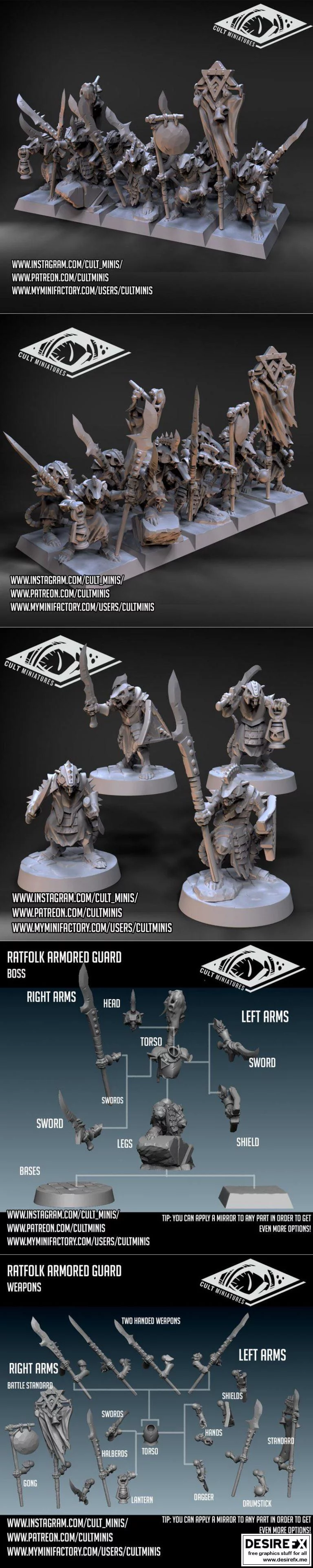 Ratfolk装甲守卫3D打印模型|﻿Ratfolk Armored Guard and Armored Boss