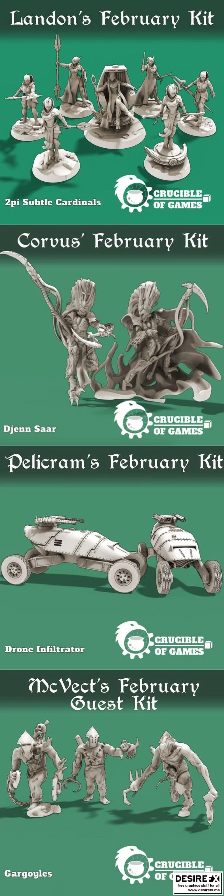 游戏炼狱二月2021：动漫角色3D打印模型集|﻿Crucible of Games February 2021