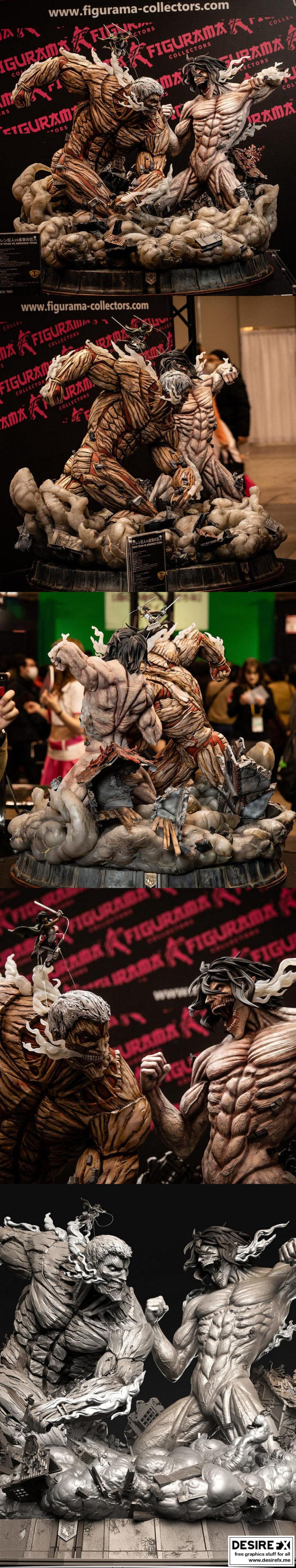 《进击的巨人 3D打印模型：Eren 巨人》|Eren vs Armored Titan