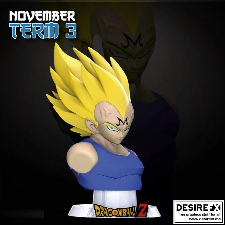 Vegeta 3D打印模型|﻿Vegeta Bust Sekai