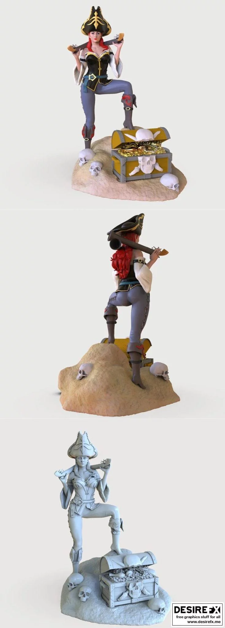 奇幻冒险少女Miss Fortune 3D打印模型|﻿Pirate girl Miss Fortune