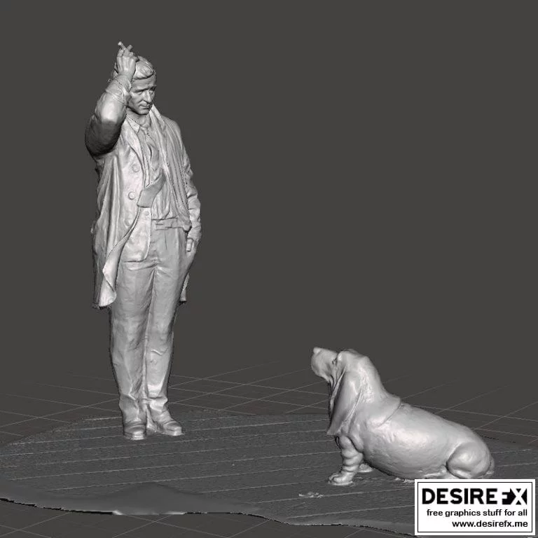 柯莫和他的狗 3D打印模型|Columbo with his dog