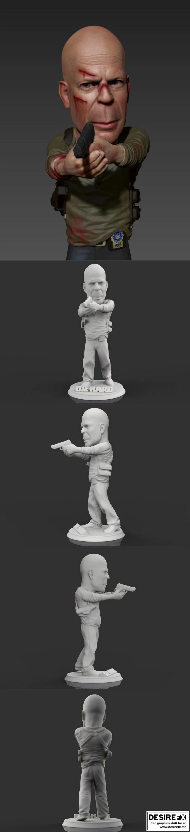 《死亡寂静3D打印模型：布鲁斯·威利斯饰演约翰·麦克莱恩》|Bruce Willis Figure Die Hard