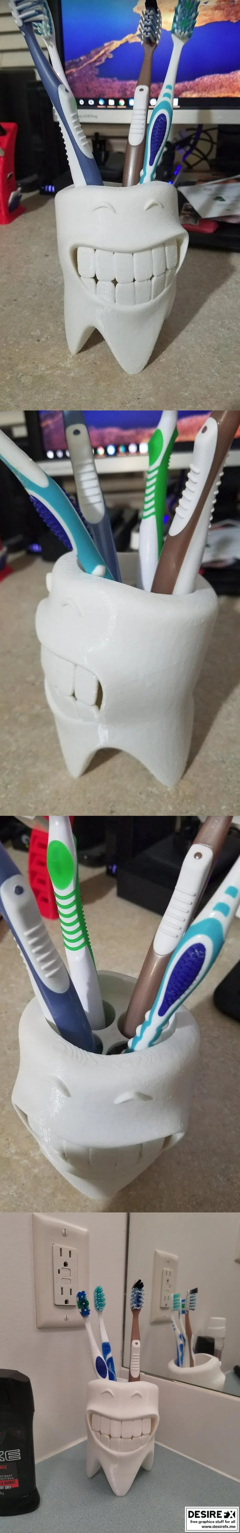 3D打印微笑牙刷架模型-动漫角色设计|Smiling Toothbrush Holder