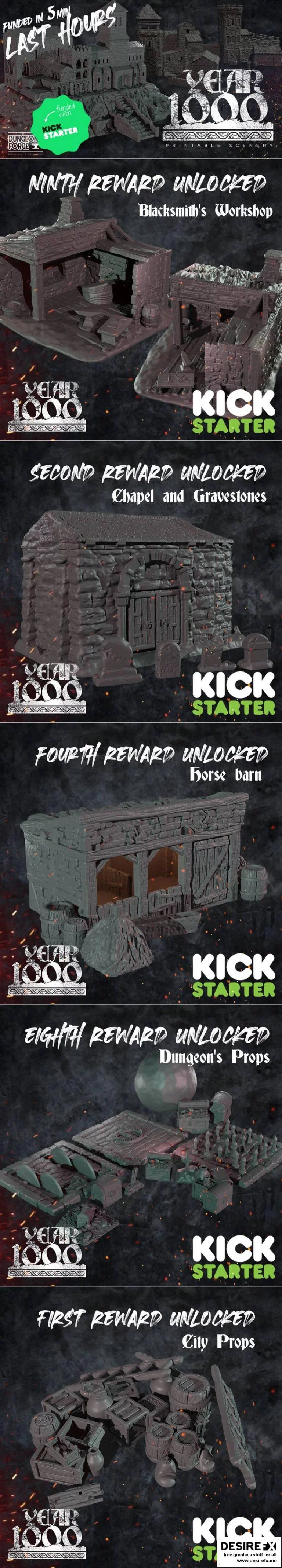 Dungeons & Dragons 1000角色3D打印模型|﻿Dungeons Forge Year 1000 Stretchgoals