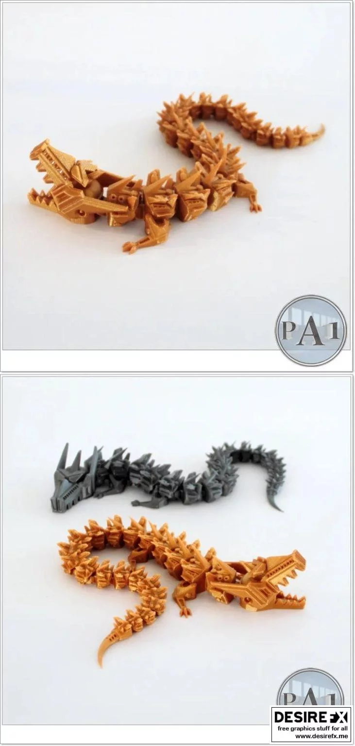 可动颚部龙形机器人3D打印模型|﻿Articulated dragon robot with moving jaws