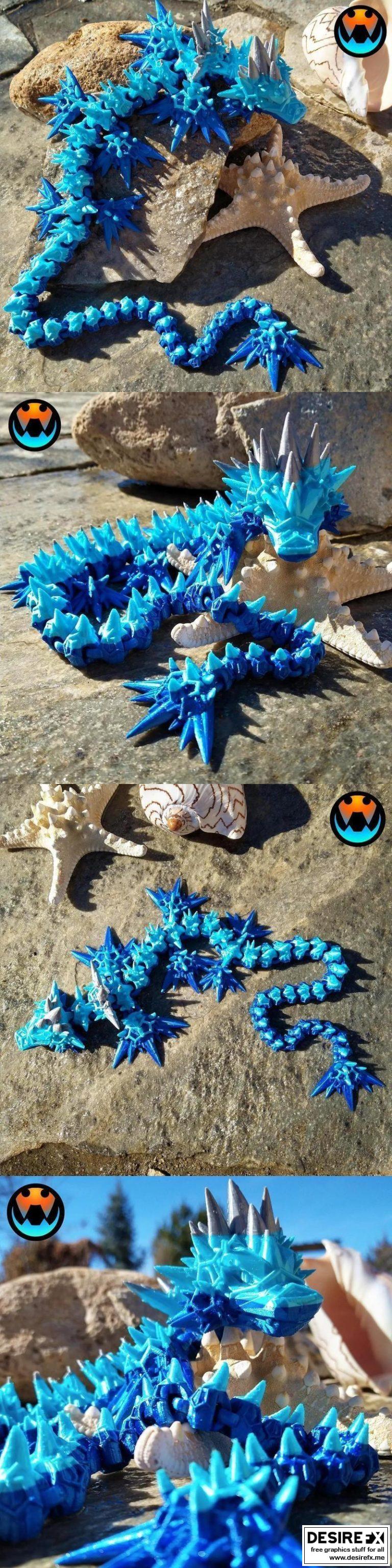 虚空海龙 3D打印可动柔性发丝宠物模型|﻿Void Sea Dragon, Articulating Flexi Wiggle Pet, Print in Place, Fantasy Serpent