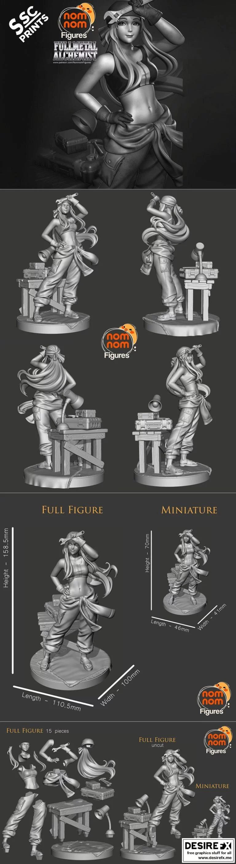 全金属铝chemist Winry Rockbell 3D打印模型|Winry Rockbell – Full Metal Alchemist