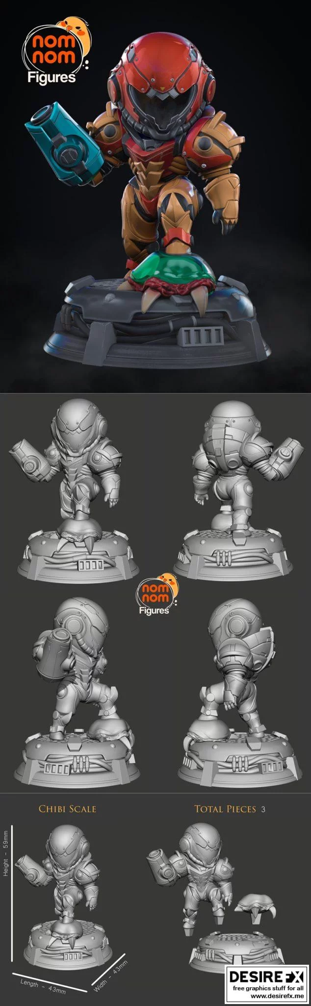 超维战士萨姆斯 3D打印模型|Chibi Samus – Metroid