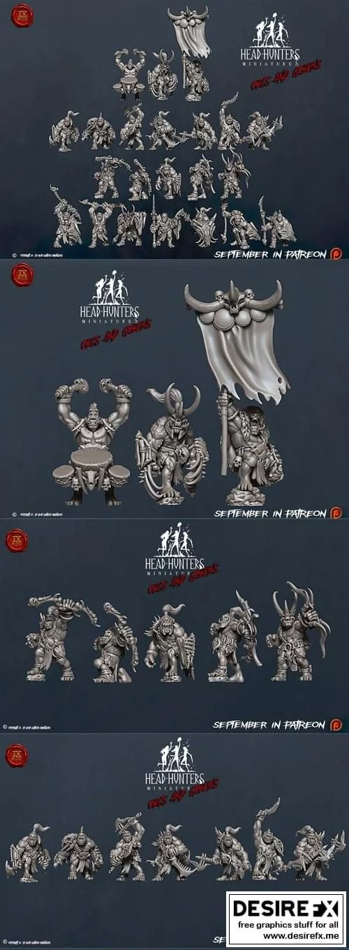 头猎者迷你模型 - 赤炎兽人 2021年9月版|Head Hunters Miniatures – Feral Orcs September 2021