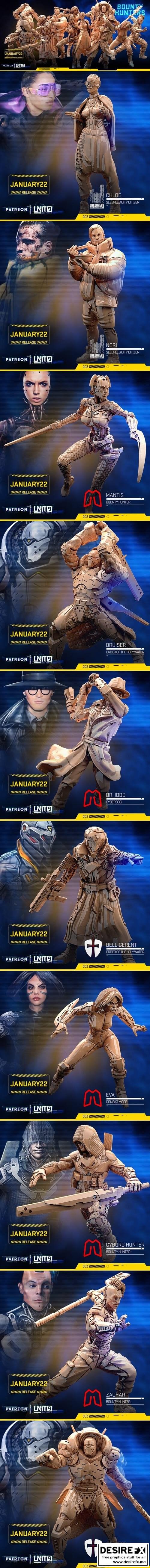 第九单元： bounty hunters 3D打印模型集|Unit 9 – Bounty Hunters – January 2022