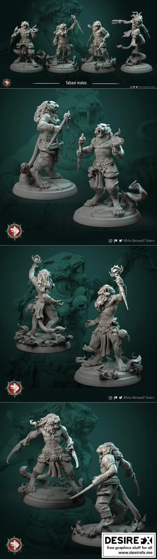 Tabaxi Set 1-4 3D打印模型集|Tabaxi Set 1-4