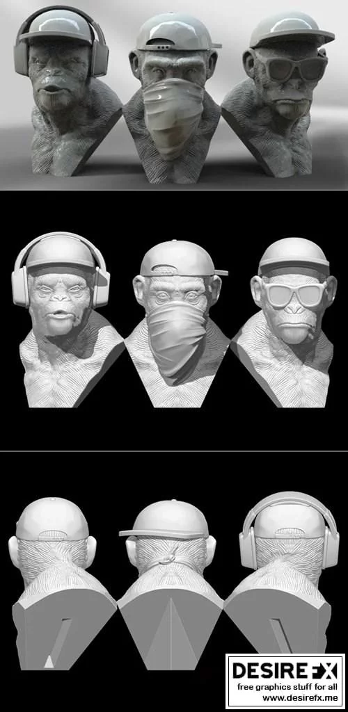 3D打印模型：动漫《咒术回战》角色虎杖悠仁|3 Wise Monkeys