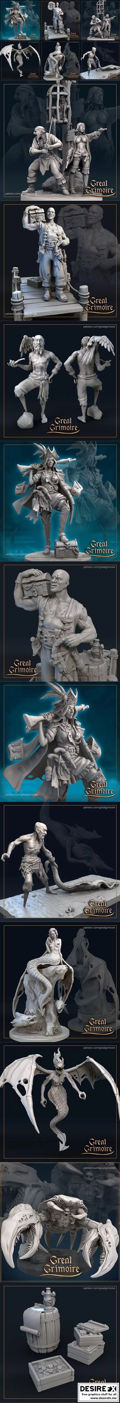 grim水域的巨魔海盗3D打印模型|Great Grimoire Pirates of Grim Waters July 2021