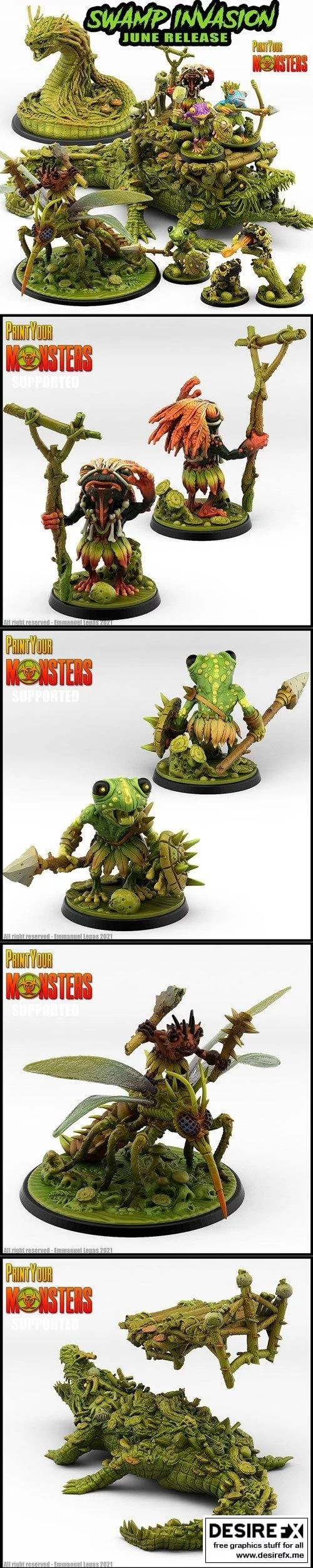 swamp入侵 3D打印怪物模型|Print Your Monsters – Swamp Invasion June 2021