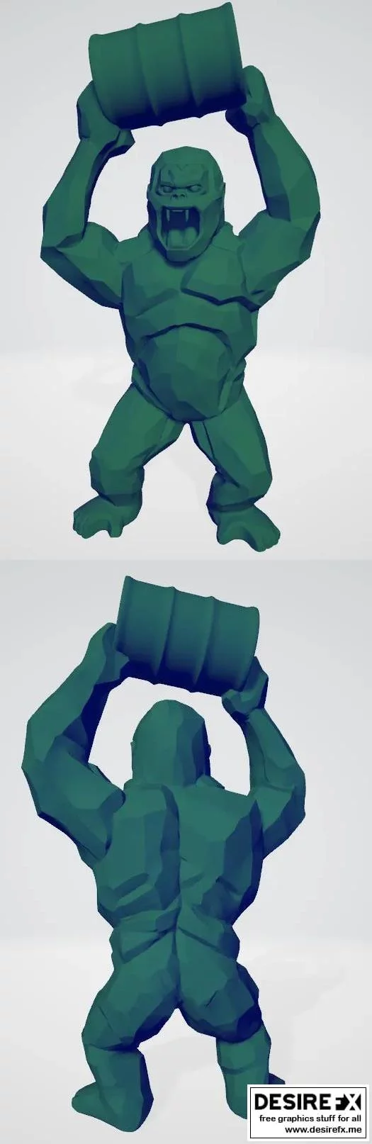 野性之王与桶桶的3D打印模型|Wild Kong with barrel