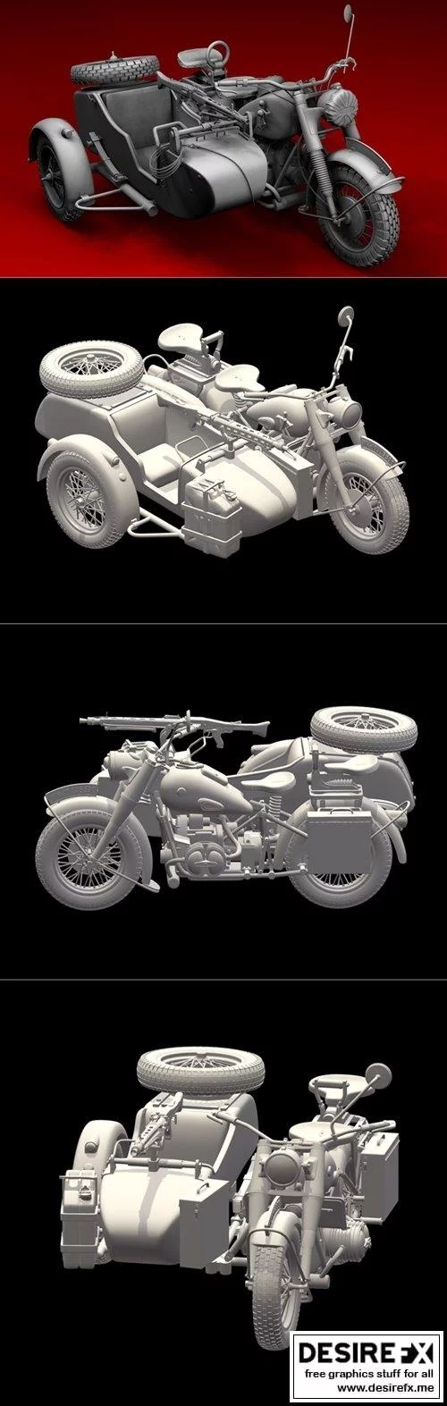 R75摩托动漫角色3D打印模型|R75 Motorcycle