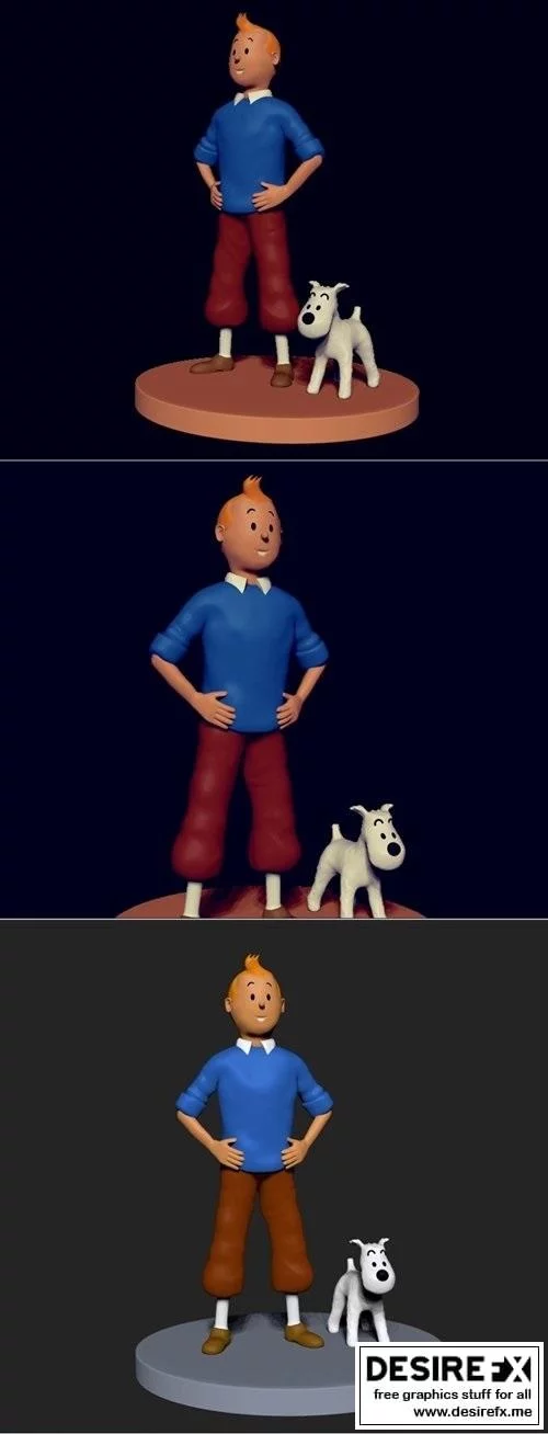 《丁丁与米卢的3D打印模型》|Tintin, Milou and their base