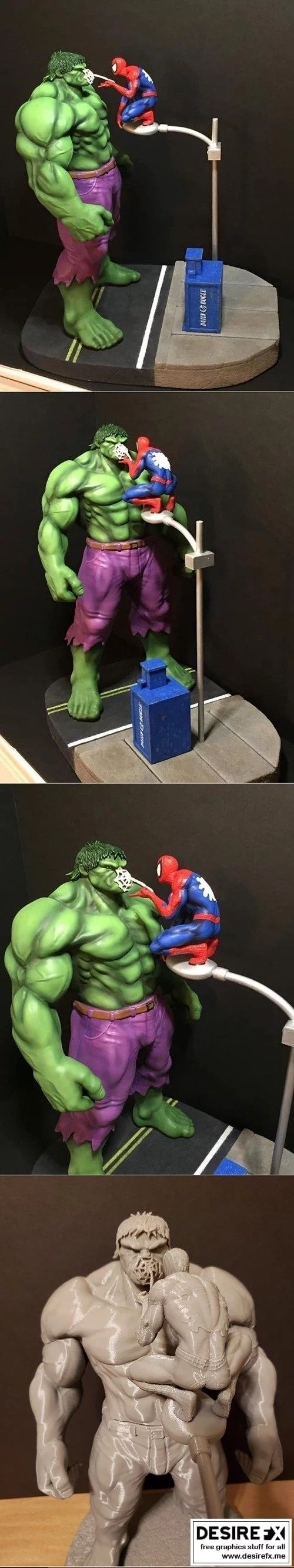迪奥拉玛  Hulk与蜘蛛侠 3D打印模型|Hulk and Spider Man Diorama