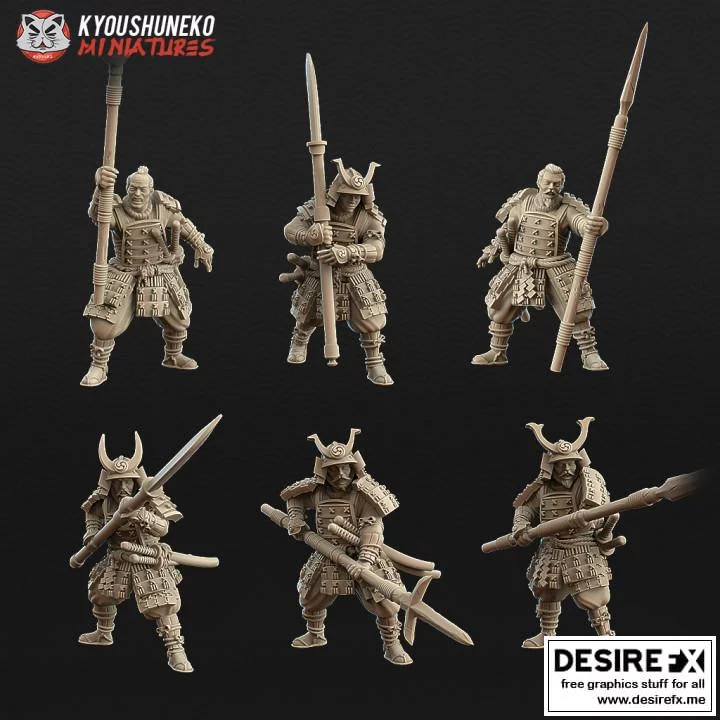 日本武士长矛兵3D打印模型|Japanese Samurai Spearmen