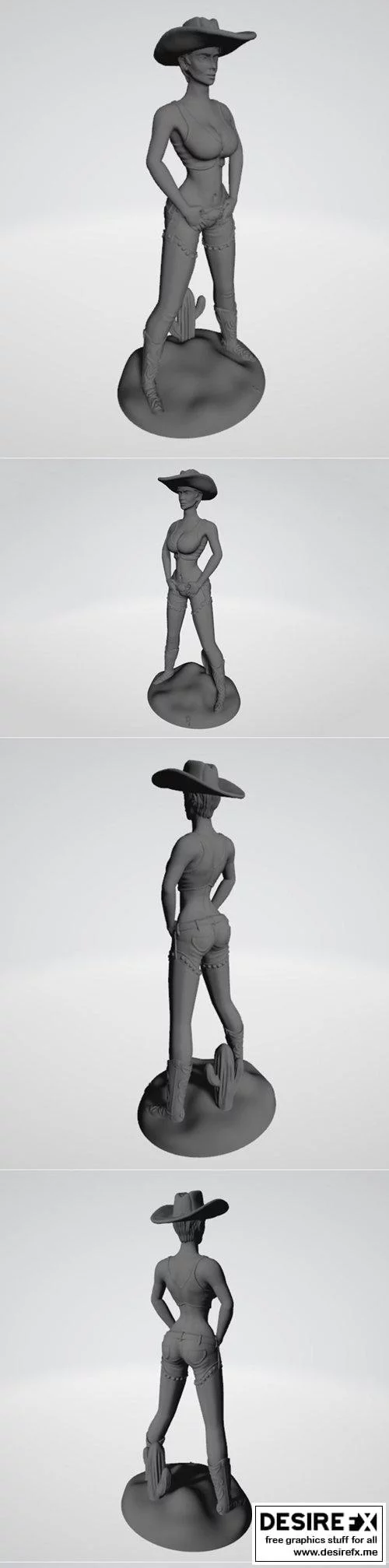 西部牛仔风3D打印模型|Cowgirl