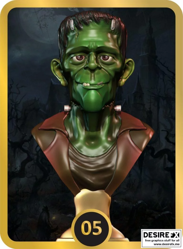 弗兰肯斯坦雕像 3D打印模型|Frankenstein bust