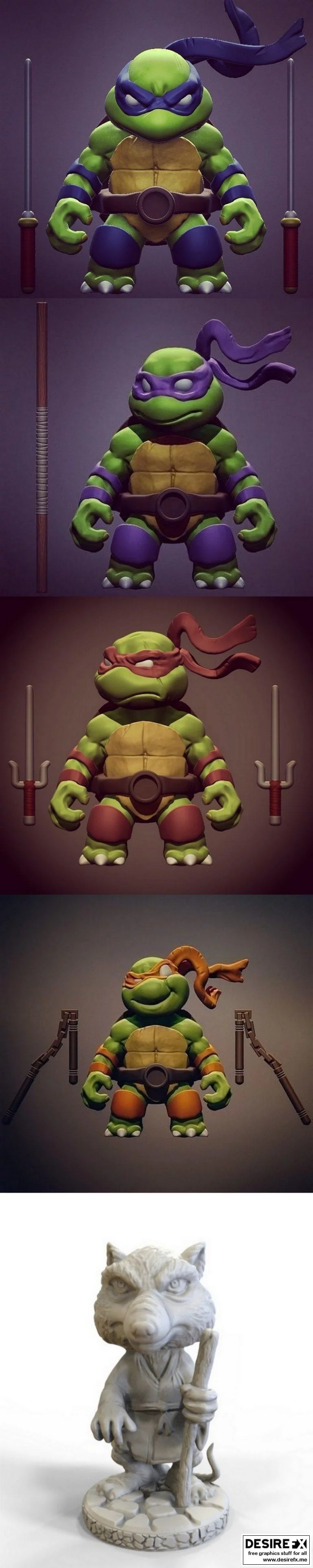 3D打印小可爱：忍者神龟与斯普林特|Chibi Teneage Mutant Ninja Turtles and Splinter