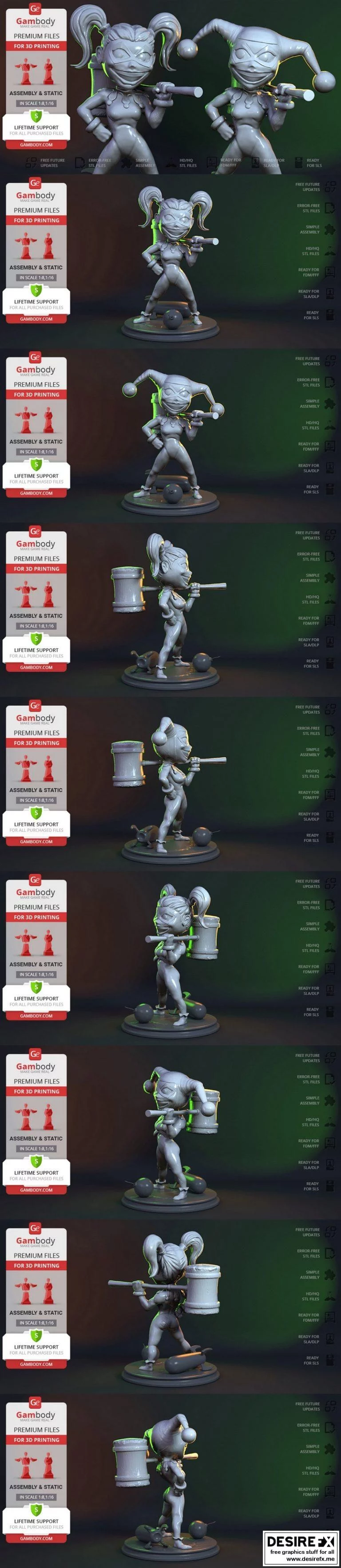 小魔女哈莉·奎茵3D打印模型|Chibi Harley Quinn