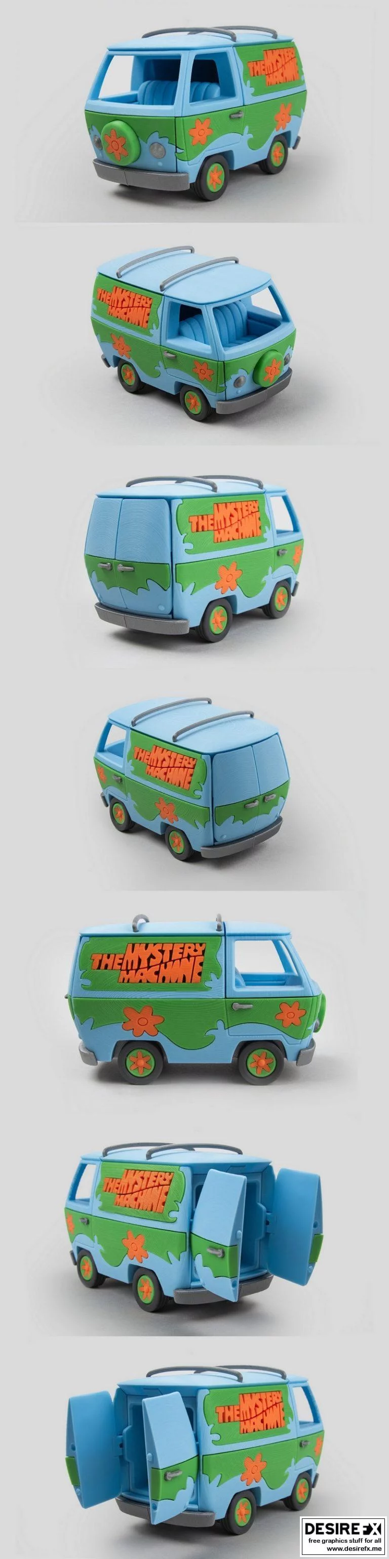 可折叠神秘机器——苏茜侦探3D打印模型|Foldable Mystery machine – Scooby Doo