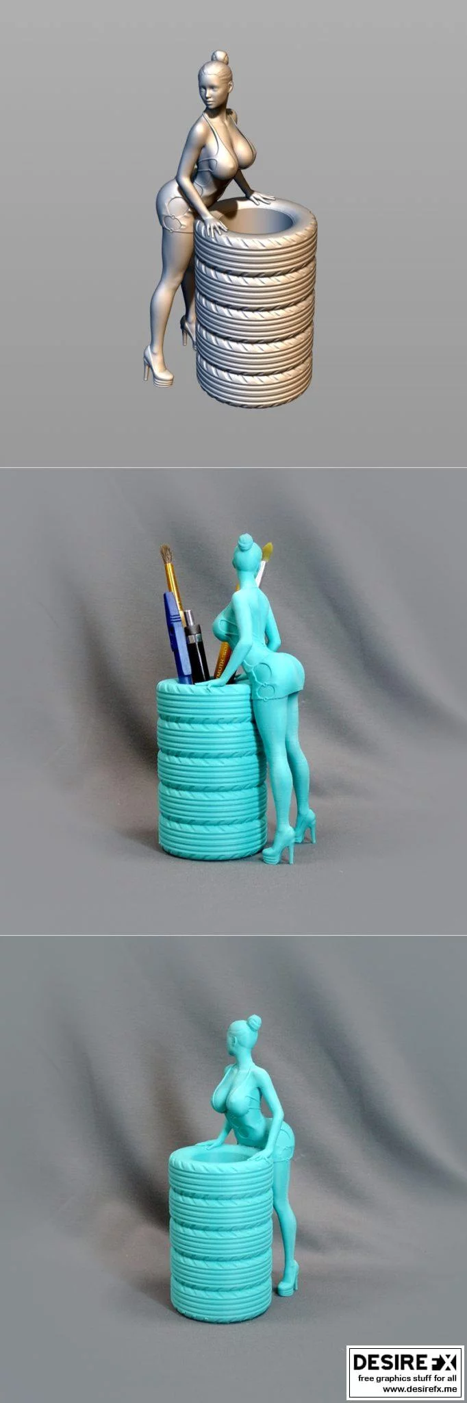 3D打印可爱少女笔筒模型|Pretty girl Pen / Pencil Holder