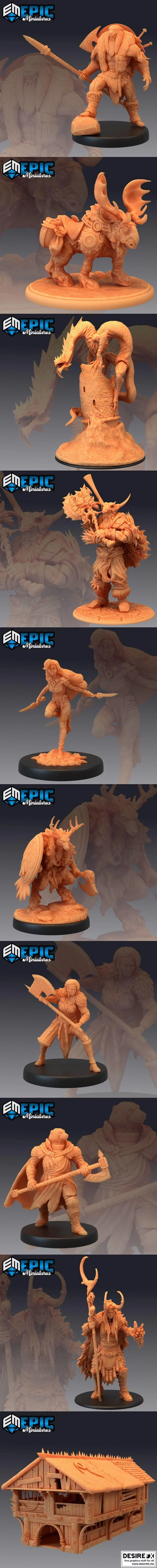 史诗迷你系列—— barbarian冬季角色3D打印模型|Epic Minis – Barbarian Winter