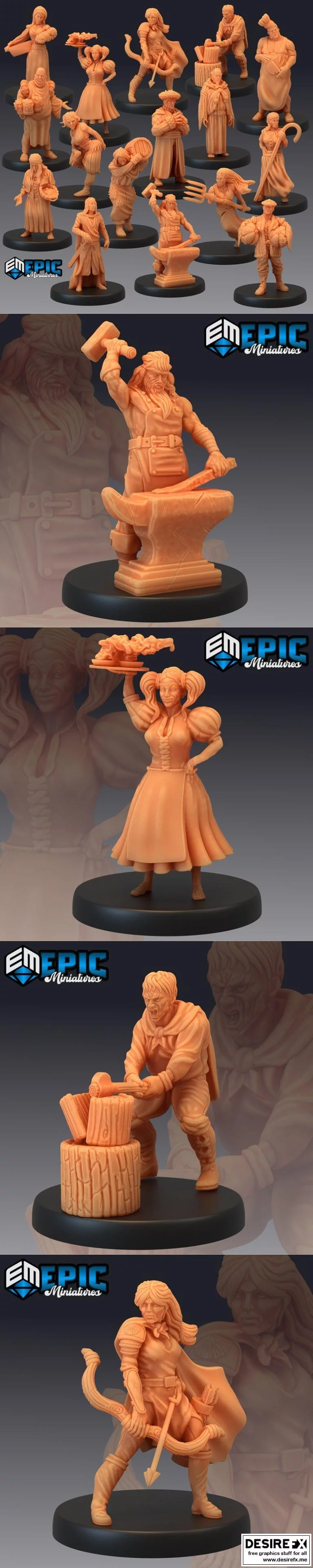 史诗迷你系列 - 村民收藏版 3D打印模型|Epic Minis – Villager Collection